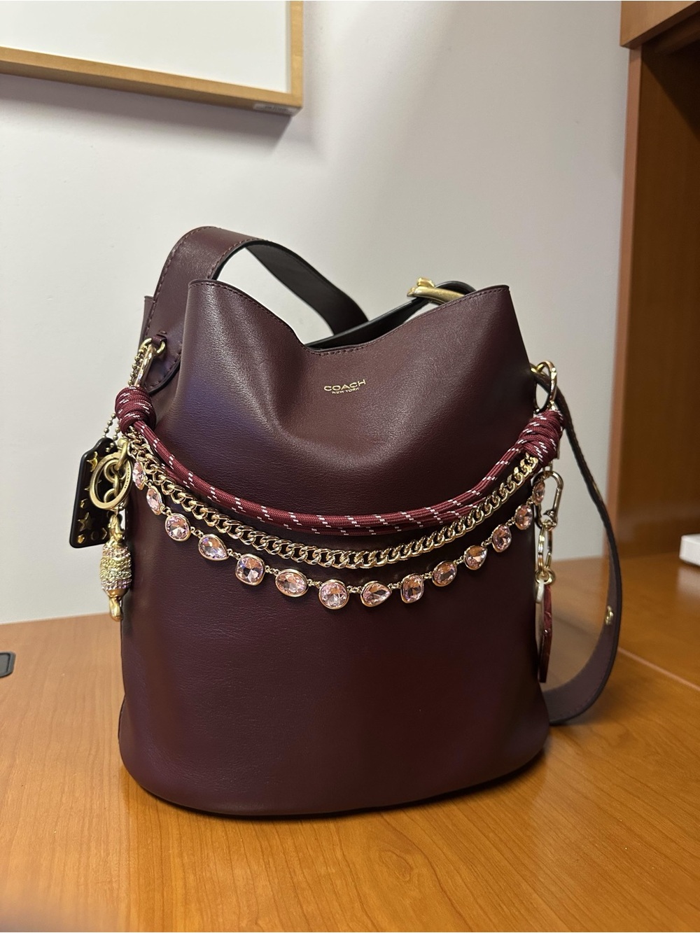 Coach Bleeker Bucket Bag in Merlot